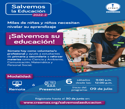 «Convocatoria Voluntariado Salvemos la Educación 2022-2»